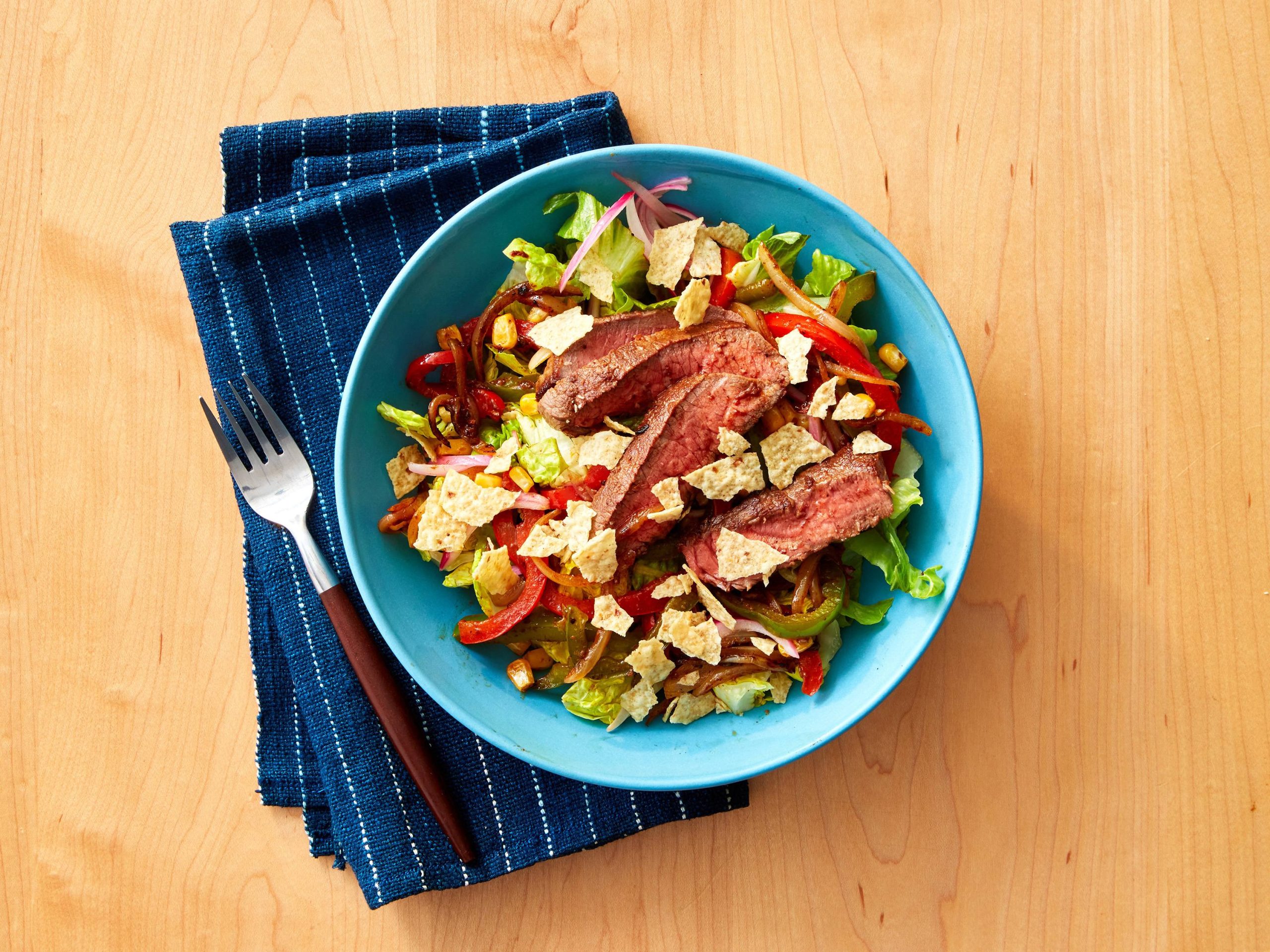 Fajita Steak Salad with Avocado-Cilantro Dressing | Savory