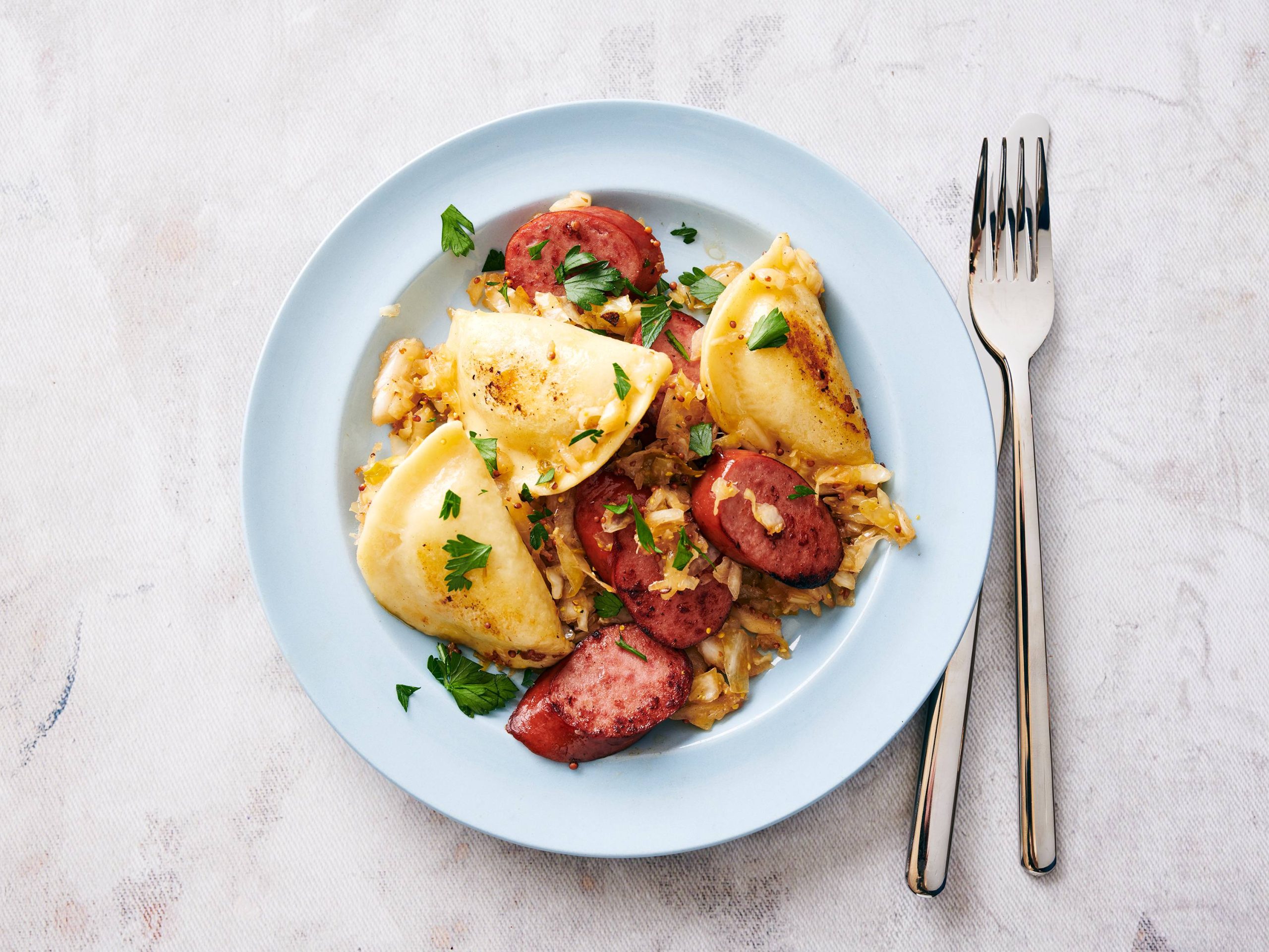 Kielbasa and Sauerkraut Skillet | Savory