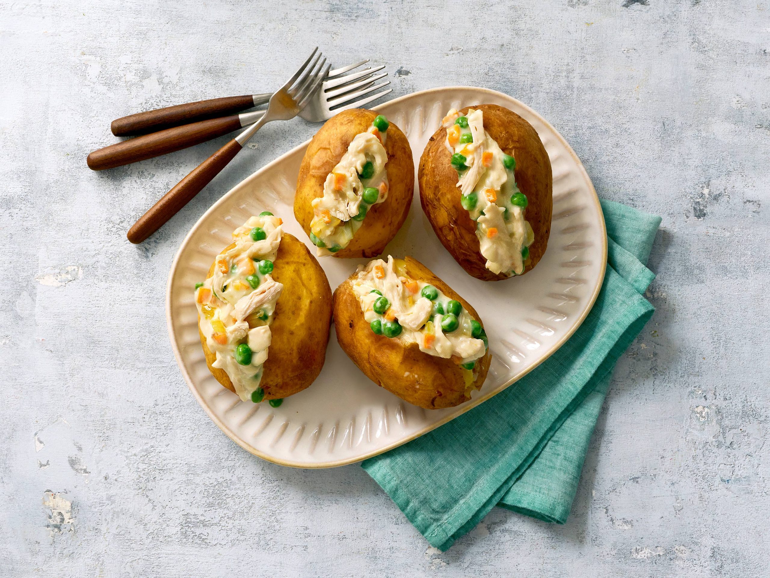 Chicken Pot Pie Baked Potatoes | Savory