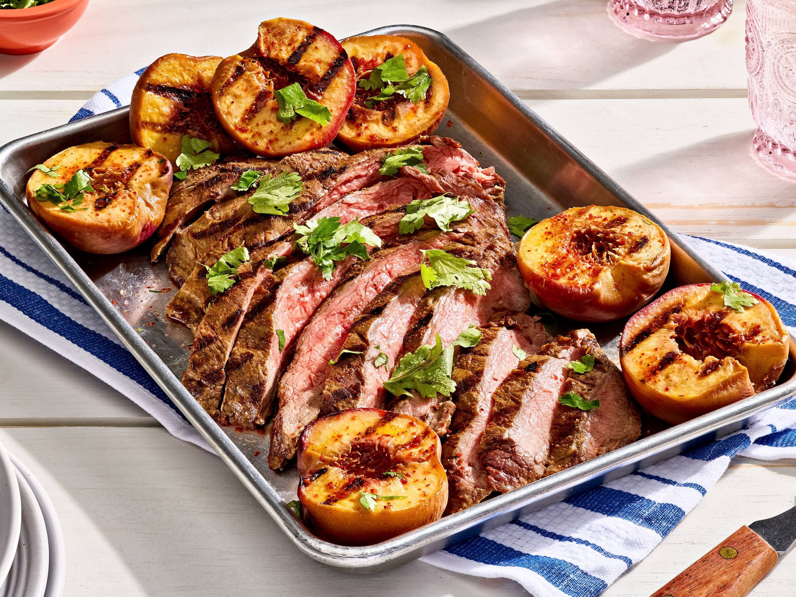 Grilled Flank Steak with Tajín Peaches | Savory