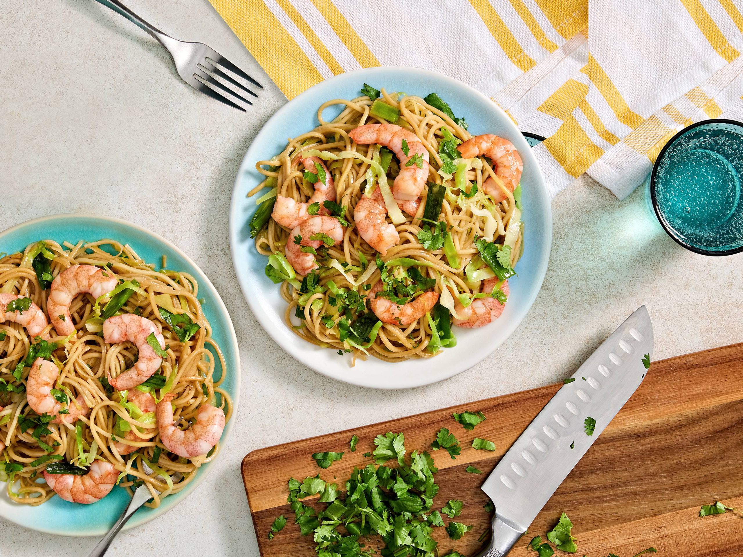 Stir-Fried Noodles with Shrimp and Cabbage | Savory