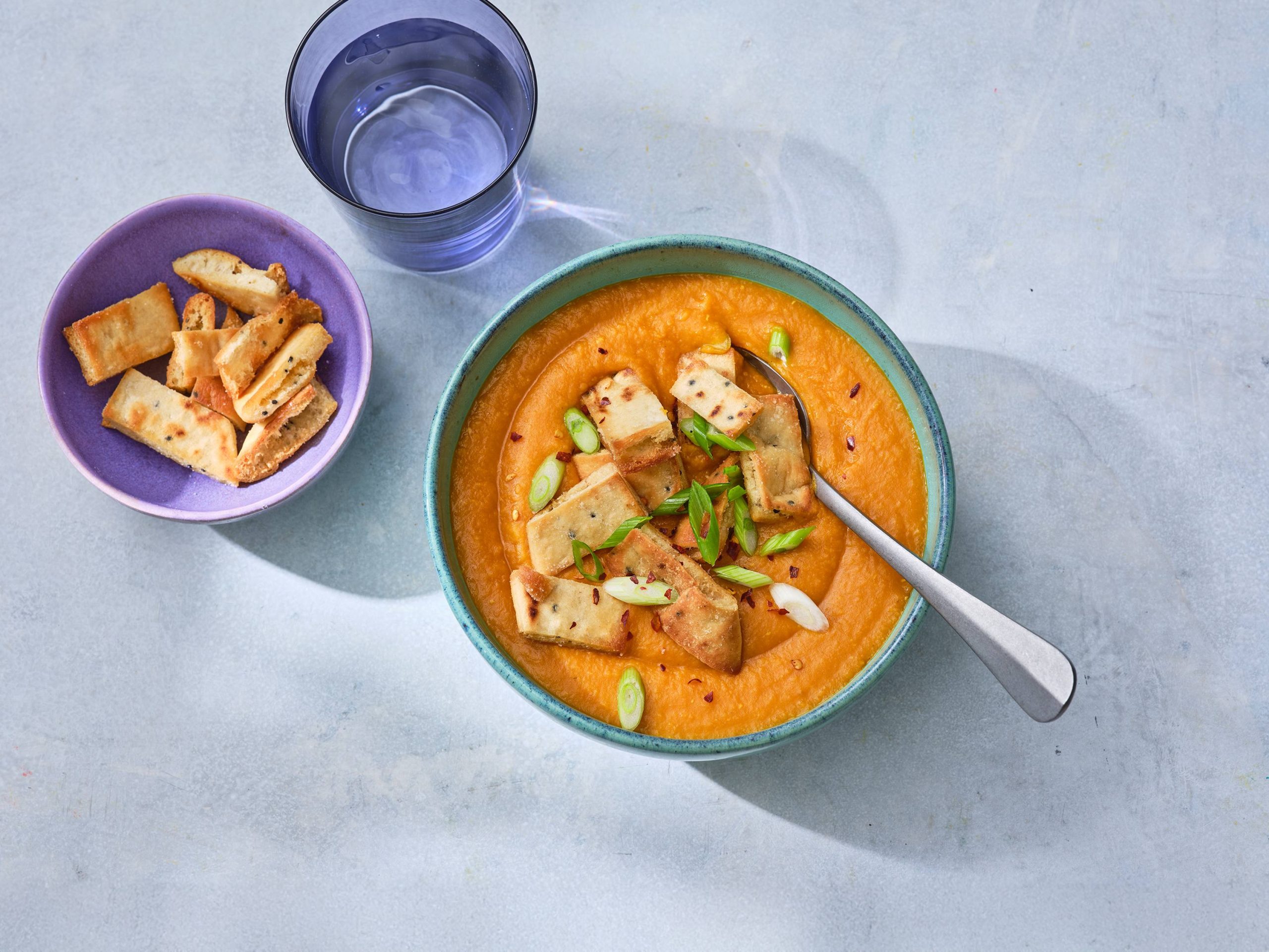 Red Lentil Soup with Naan Croutons | Savory