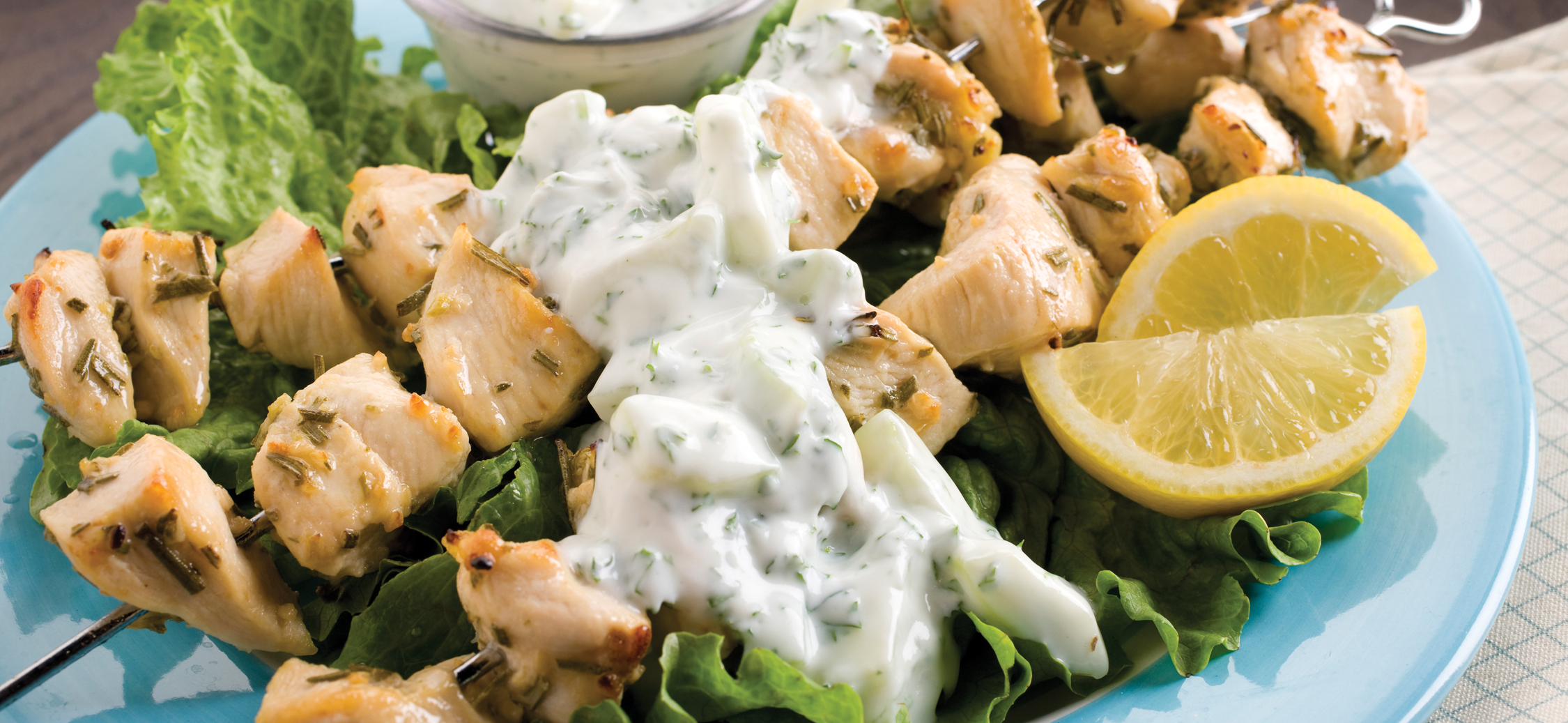 Greek Chicken over Lettuce with Cucumber Dressing | Savory