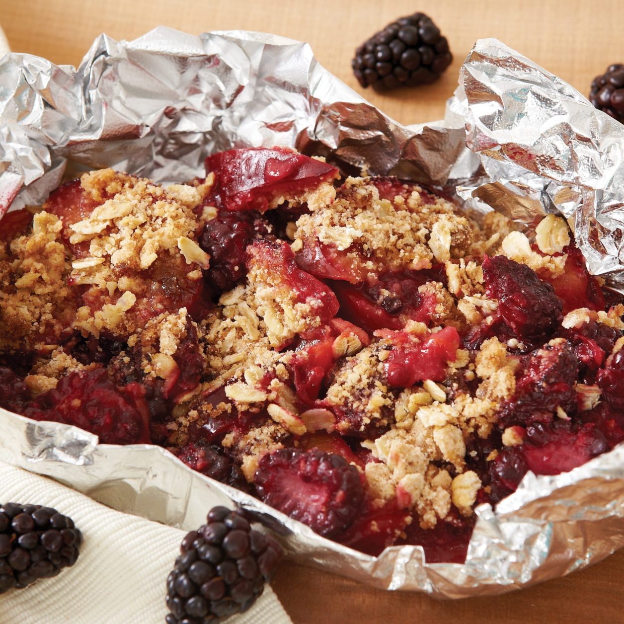 Plum and Blackberry Crumble Foil Packet Savory