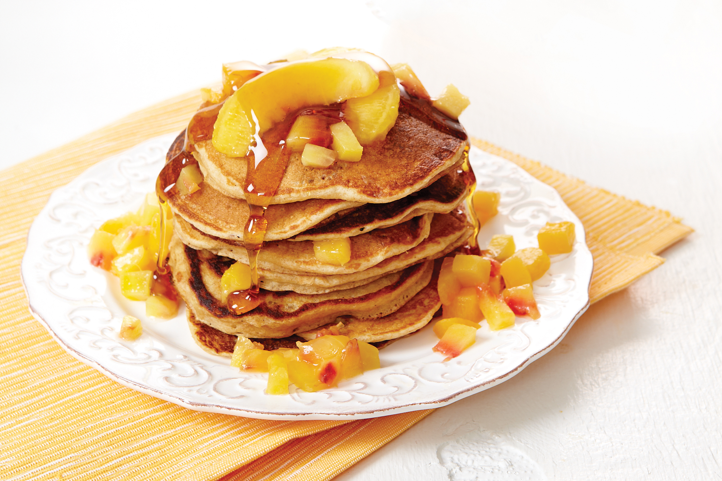 Pecan Pancakes with Peaches | Savory