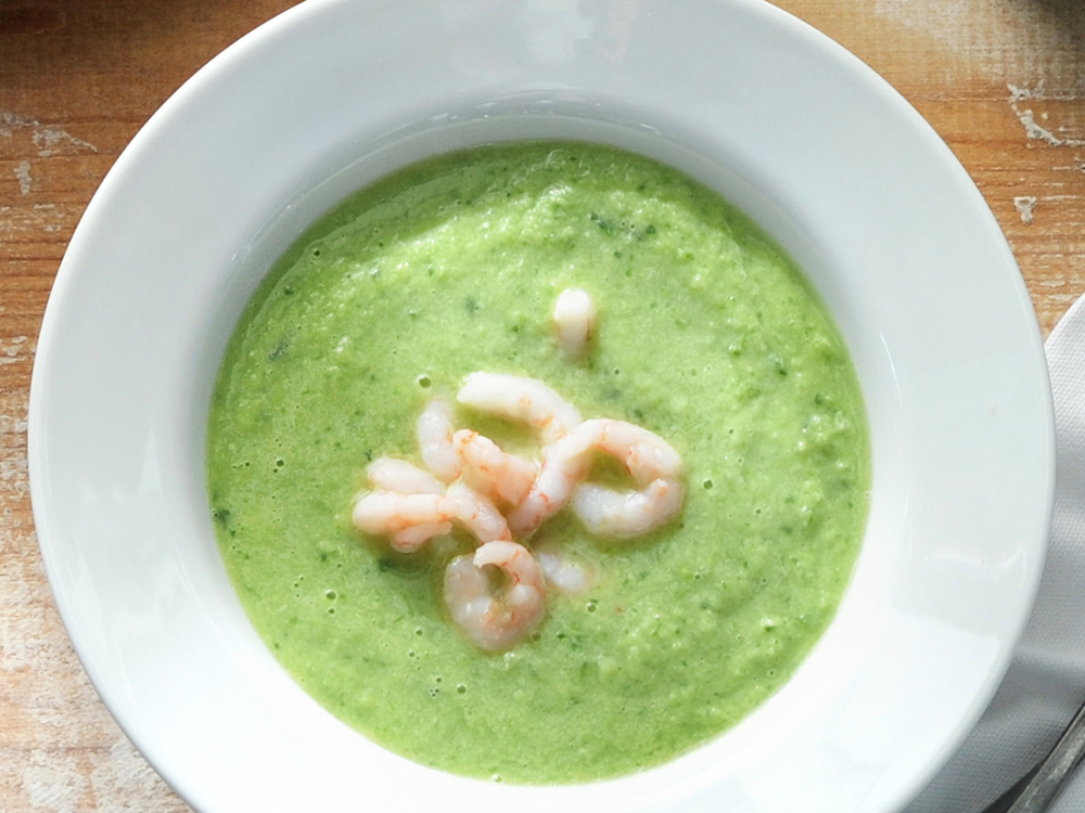 Green Gazpacho with Avocado and Shrimp | Savory