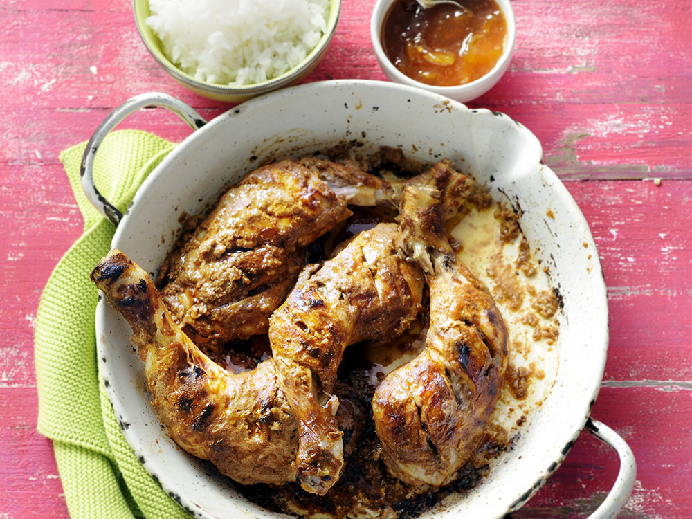 Gingery Chicken Legs with Mango Chutney | Savory