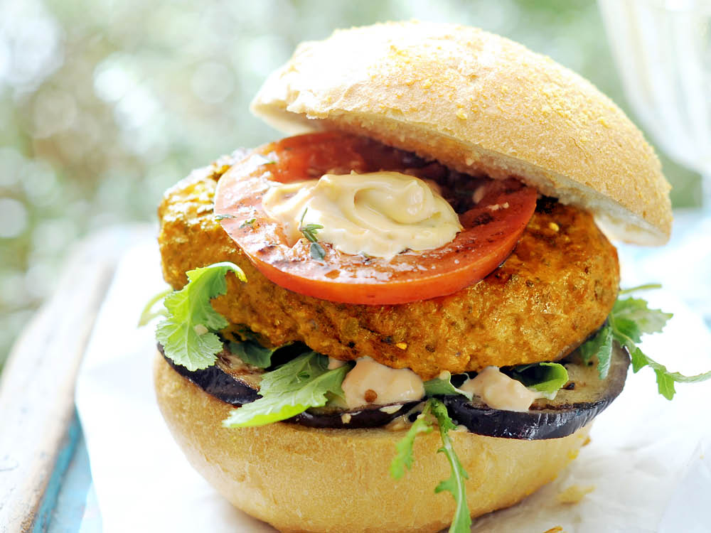 Turkey Burgers with Grilled Eggplant | Savory
