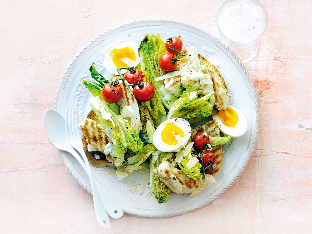 Grilled Chicken Caesar Salad with Tomatoes | Savory