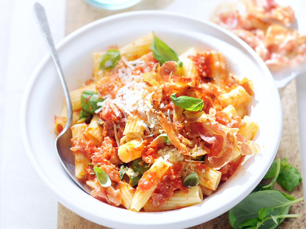 Penne with Tomato and Basil Pesto | Savory