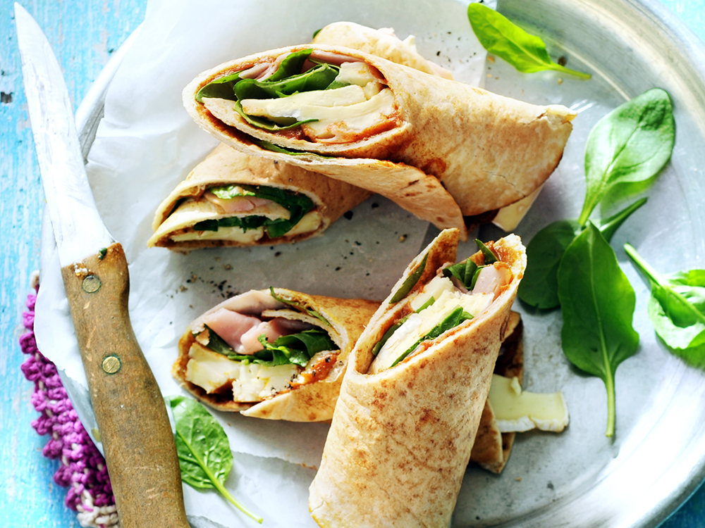 Spinach, Brie, Ham and Apple Butter Wrap | Savory