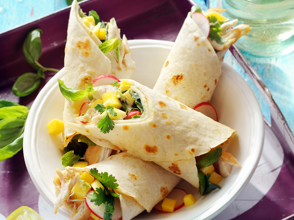 Roast Chicken Wrap with Mango, Herbs and Lime Mayonnaise | Savory