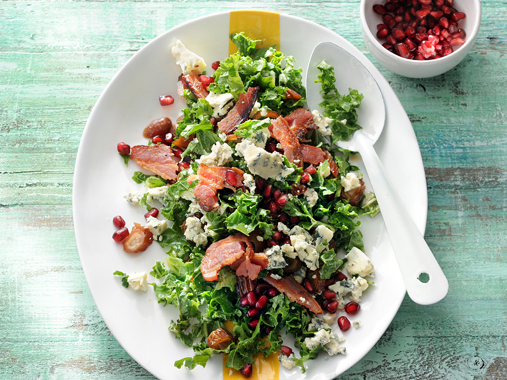 Kale Salad with Bacon, Dates and Blue Cheese | Savory