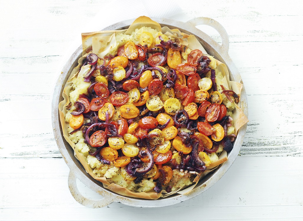 Tomato, Onion and Sweet Potato Pie | Savory