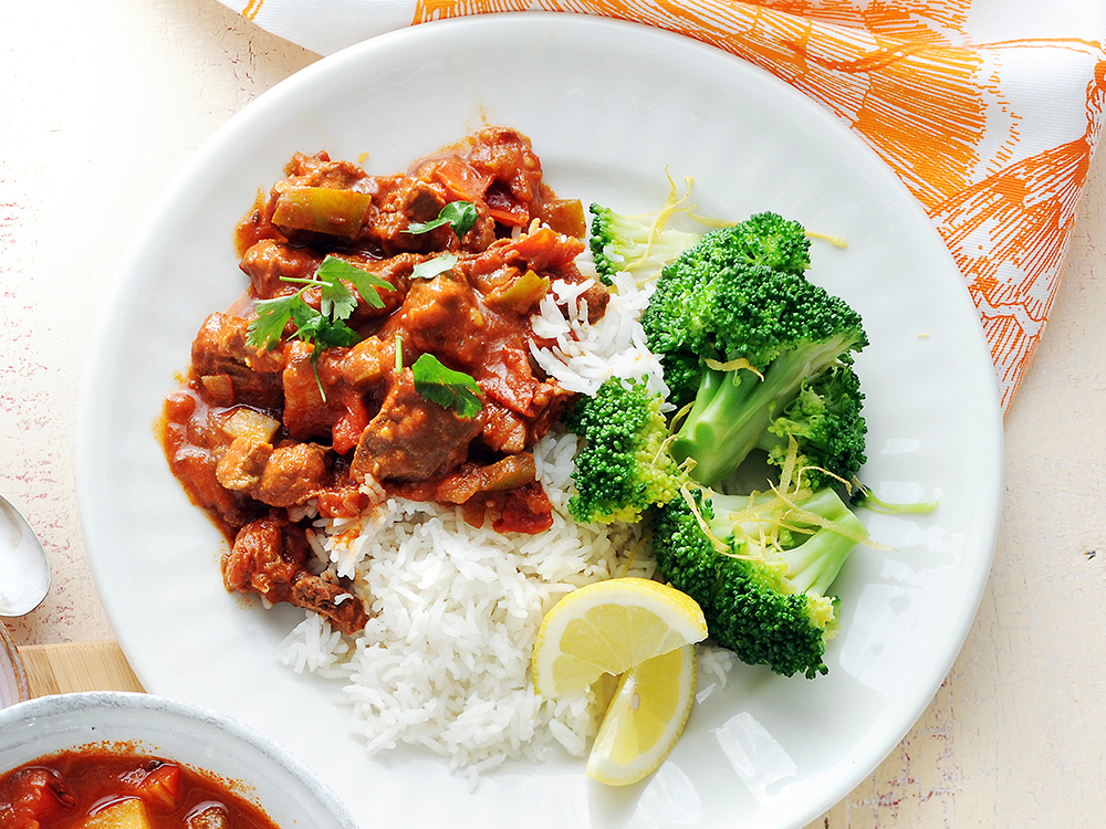 Goulash with Rice and Broccoli | Savory