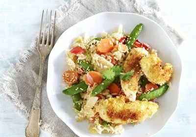 Crispy Chicken with Vegetable Fried Rice