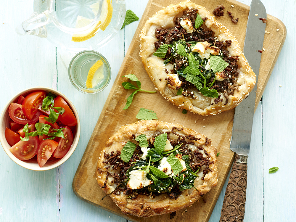 Spinach and Ground Beef Flatbreads | Savory