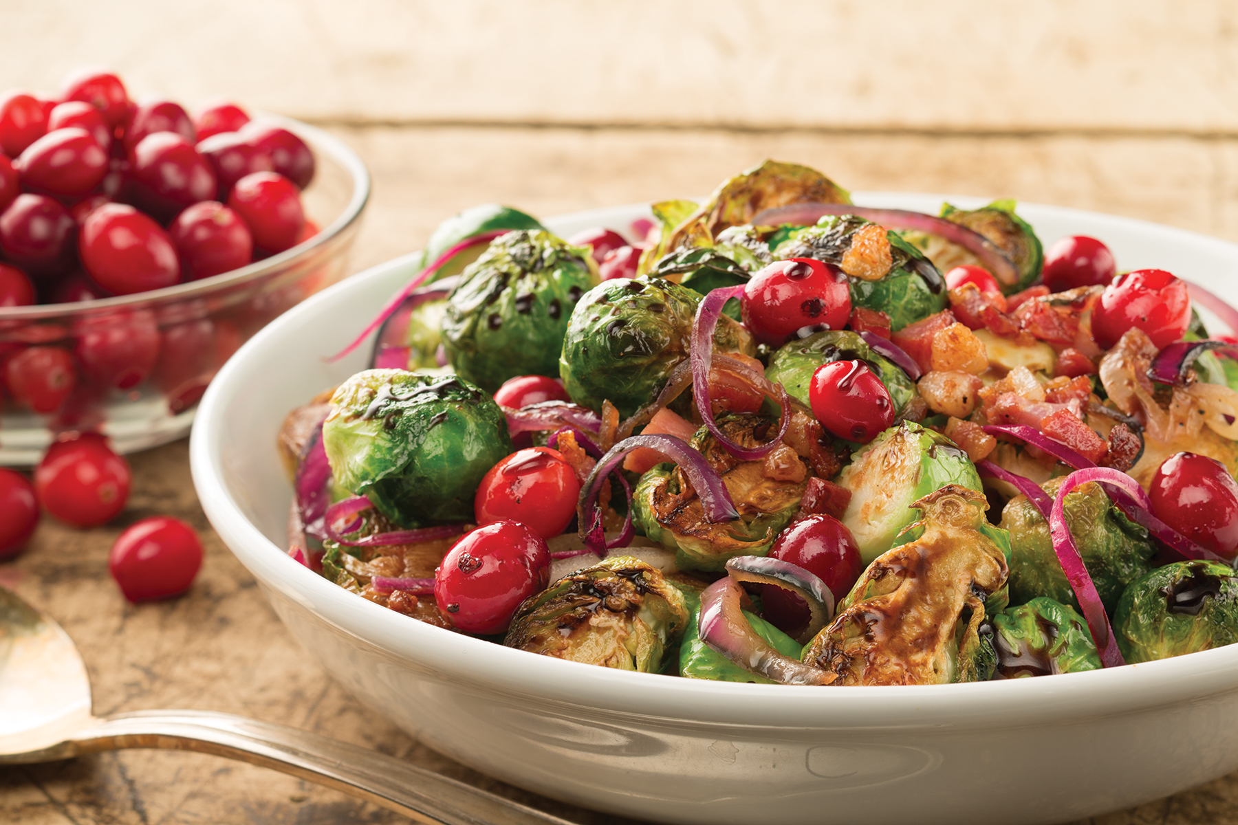 Skillet Brussels Sprouts with Pancetta and Cranberries | Savory