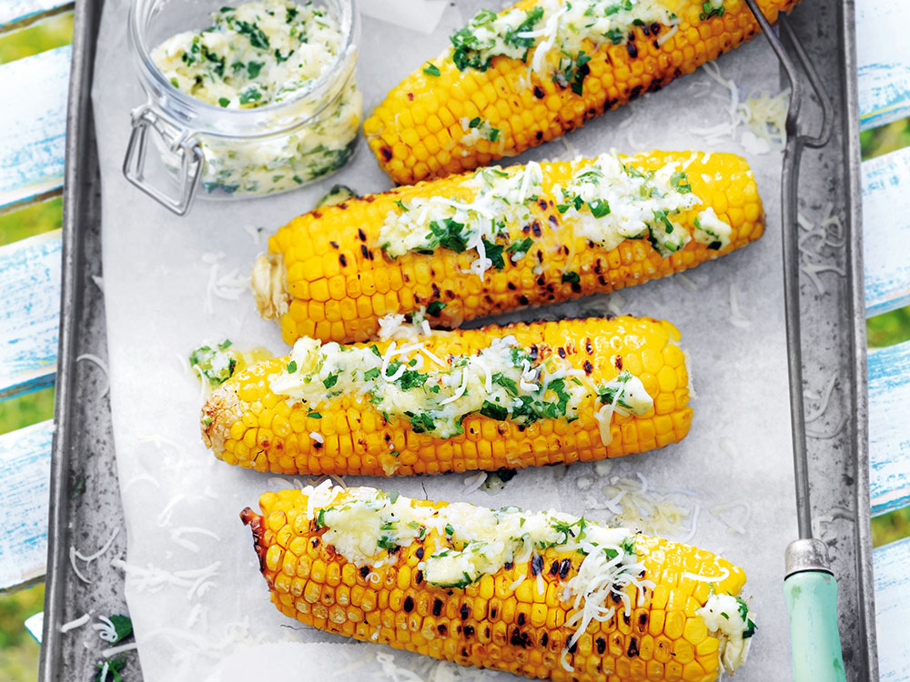 Grilled Corn on the Cob with Herbed Cheese | Savory