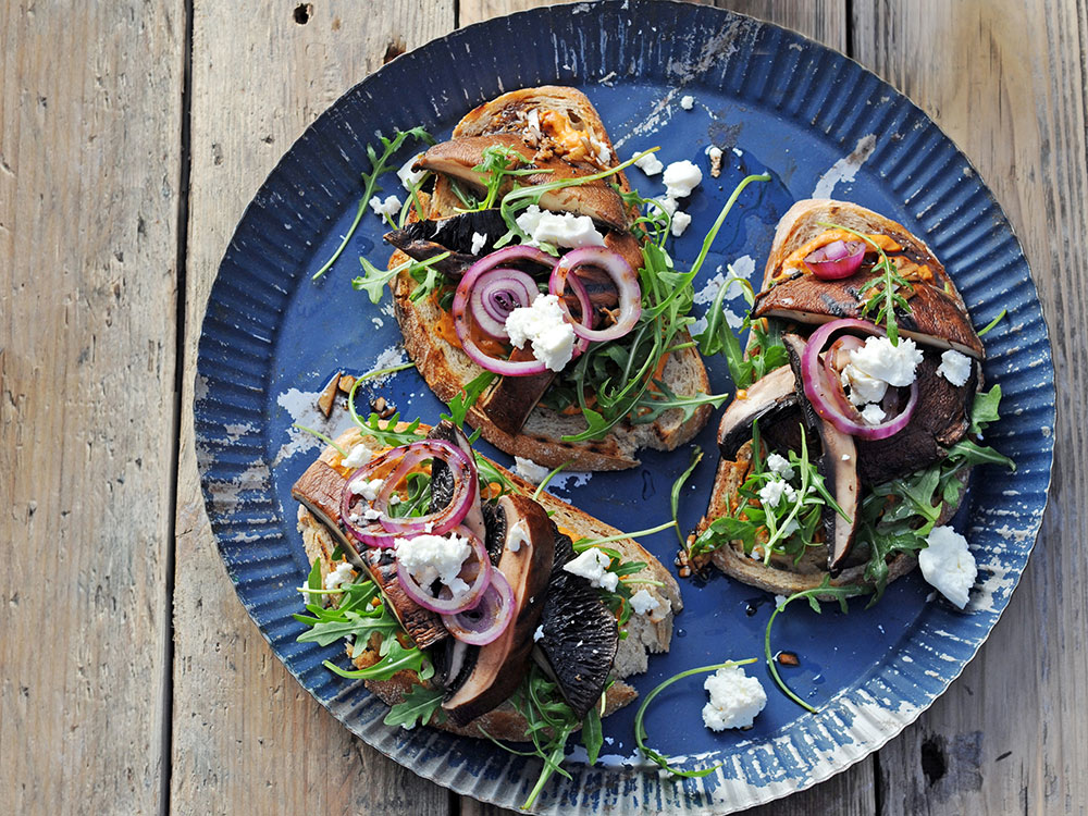 Open-Face Grilled Portabella Mushroom Sandwiches | Savory