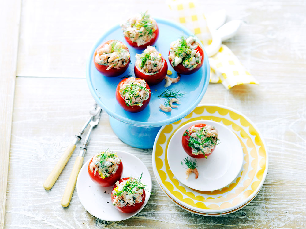 Tomatoes stuffed with shrimp salad | Savory