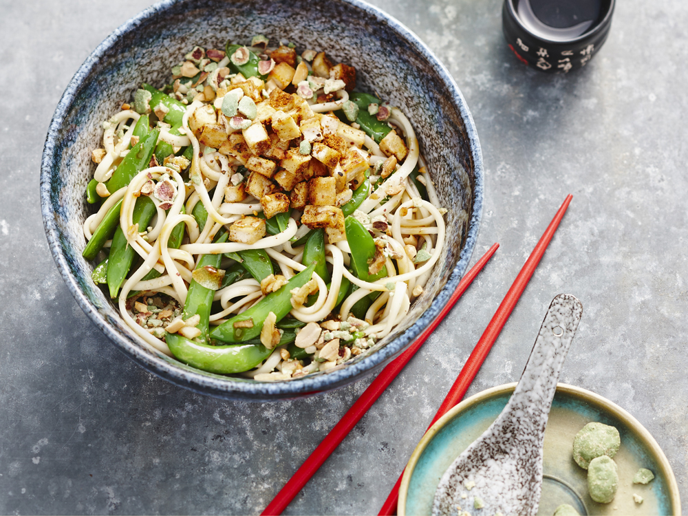 Soba Noodles with Tofu and Sugar Snap Peas Savory