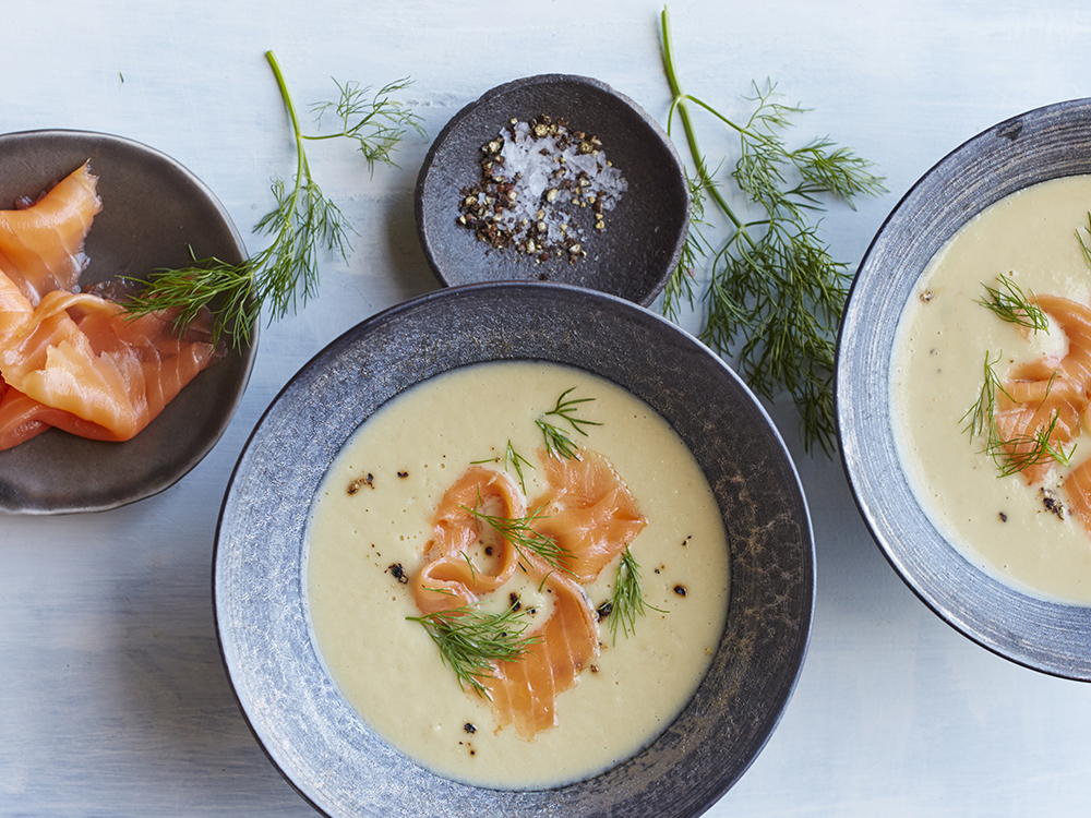 Fennel Soup with Smoked Salmon Savory