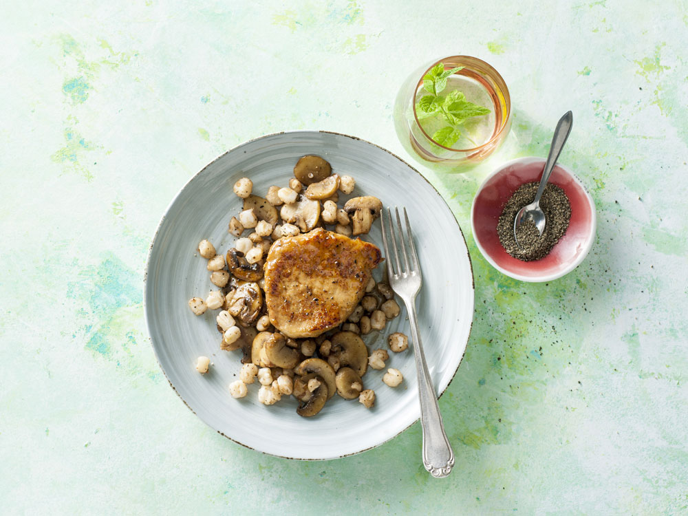 Molasses-Glazed Pork with Hominy | Savory