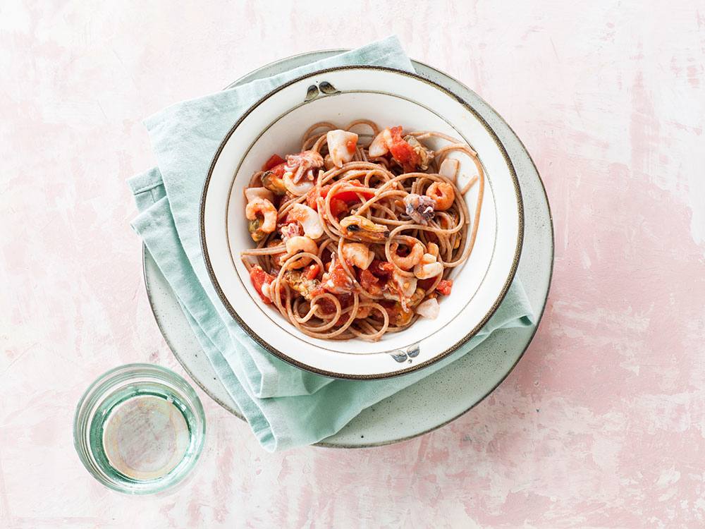 Seafood Pasta with Tomato and Garlic | Savory