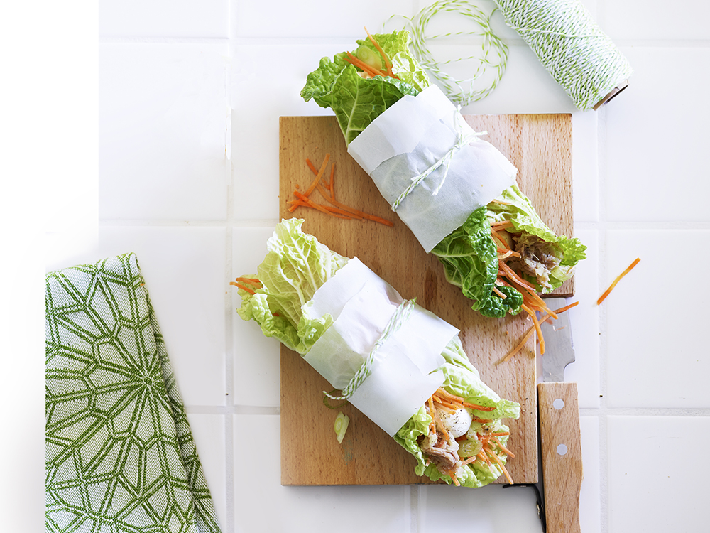 Cabbage Wrap with Tuna, Apple, and Carrot | Savory