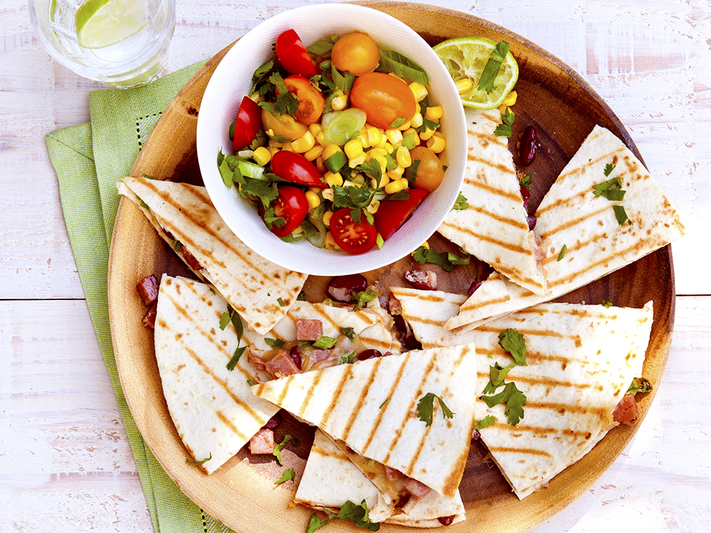 Ham and Cheese Quesadillas with Salad | Savory