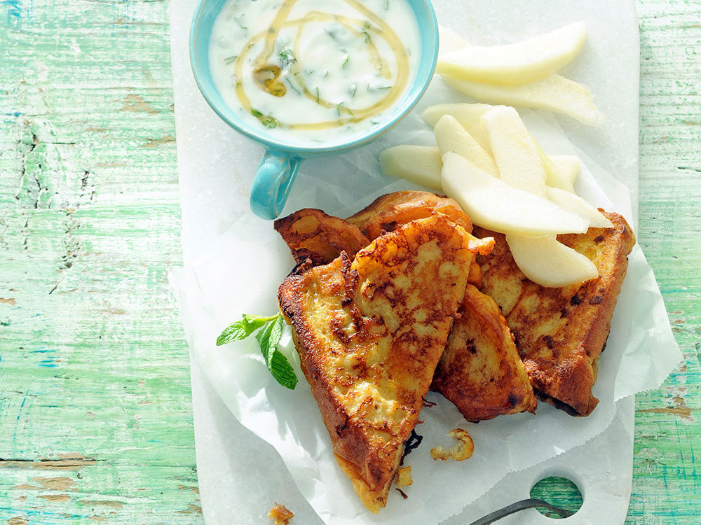 French Toast with Pears and Honey Yogurt | Savory