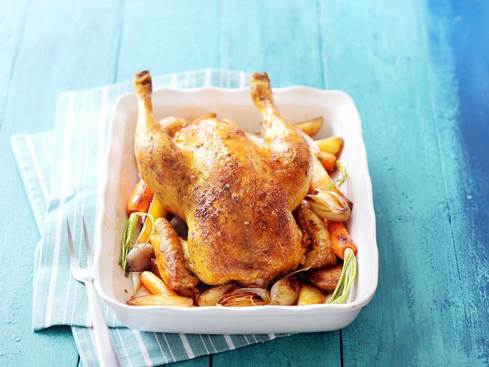 Roast Chicken with Potatoes and Carrots | Savory