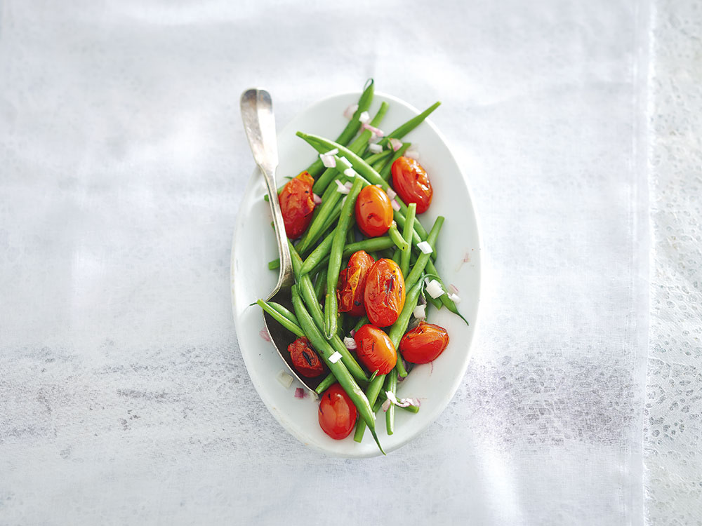 Roasted Green Bean and Cherry Tomato Salad Savory