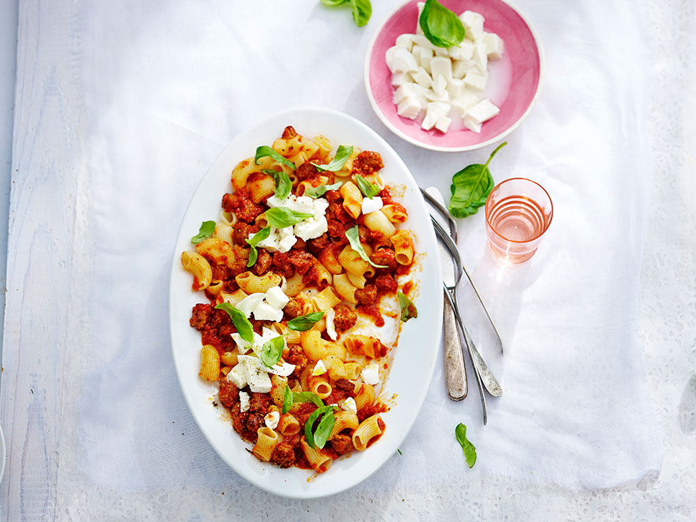 Macaroni with Mozzarella and Sausage | Savory