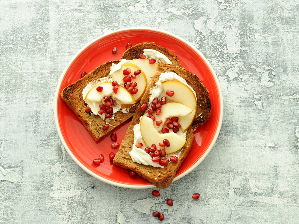 Asian Pear, Cream Cheese and Pomegranate Breakfast Toasts | Savory