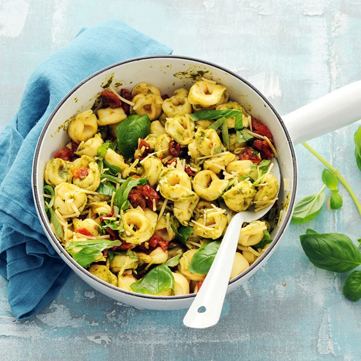 Tortellini with Pesto and Sun-Dried Tomatoes | Savory
