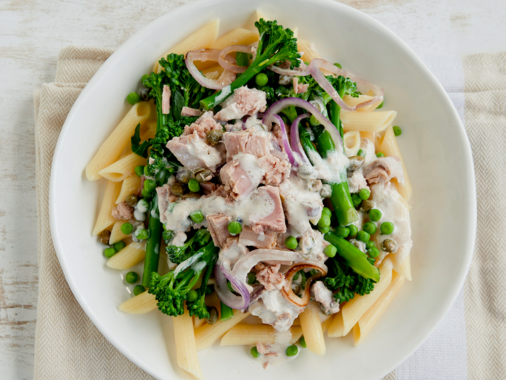 Nature’s Promise Penne with Creamy Tuna Sauce and Broccolini | Savory