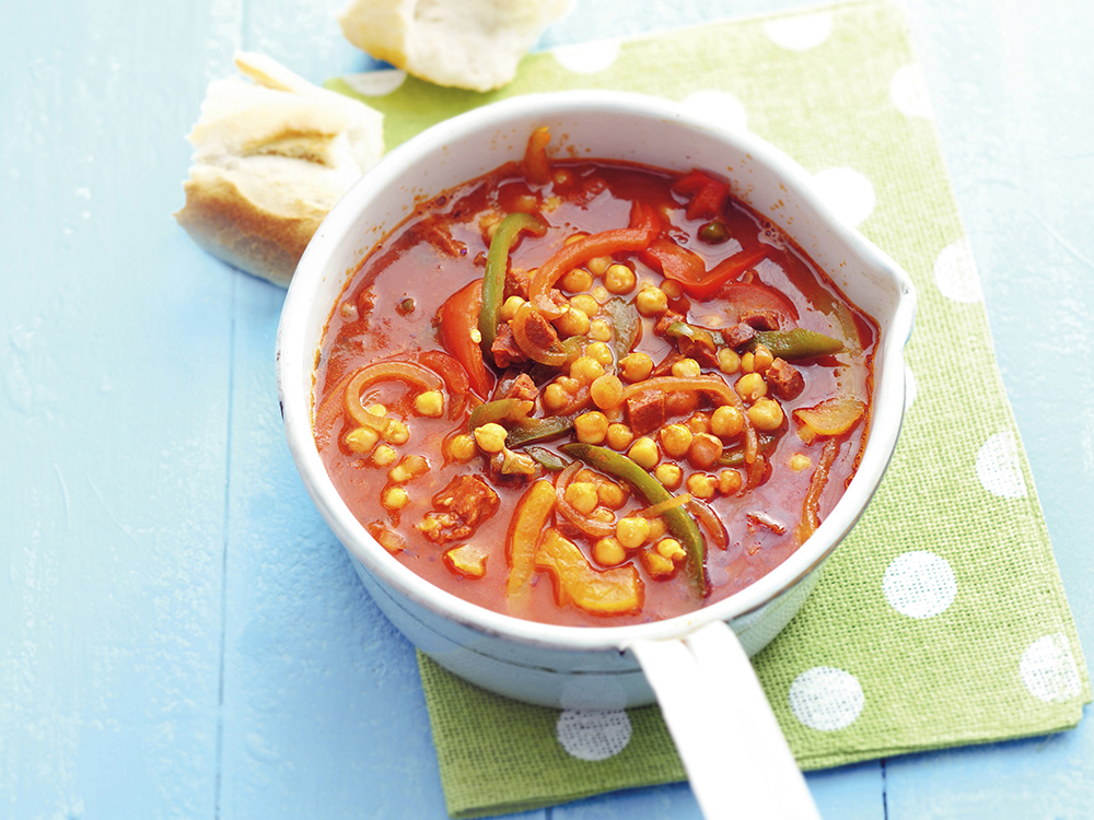 Tomato Chickpea Soup with Chorizo | Savory