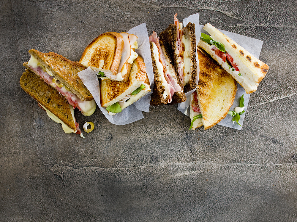 Muenster, Salami, and Olive Sandwiches Savory