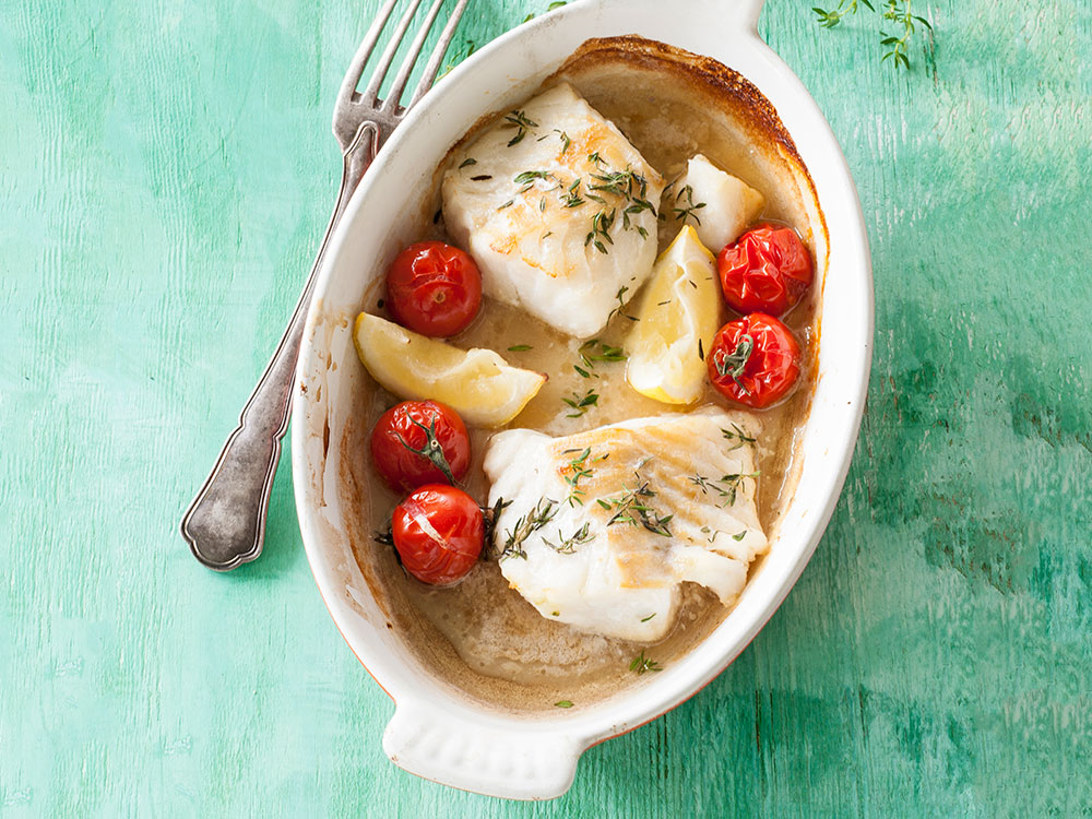Pan-Roasted Cod with Blistered Tomatoes, Lemon, and Thyme | Savory