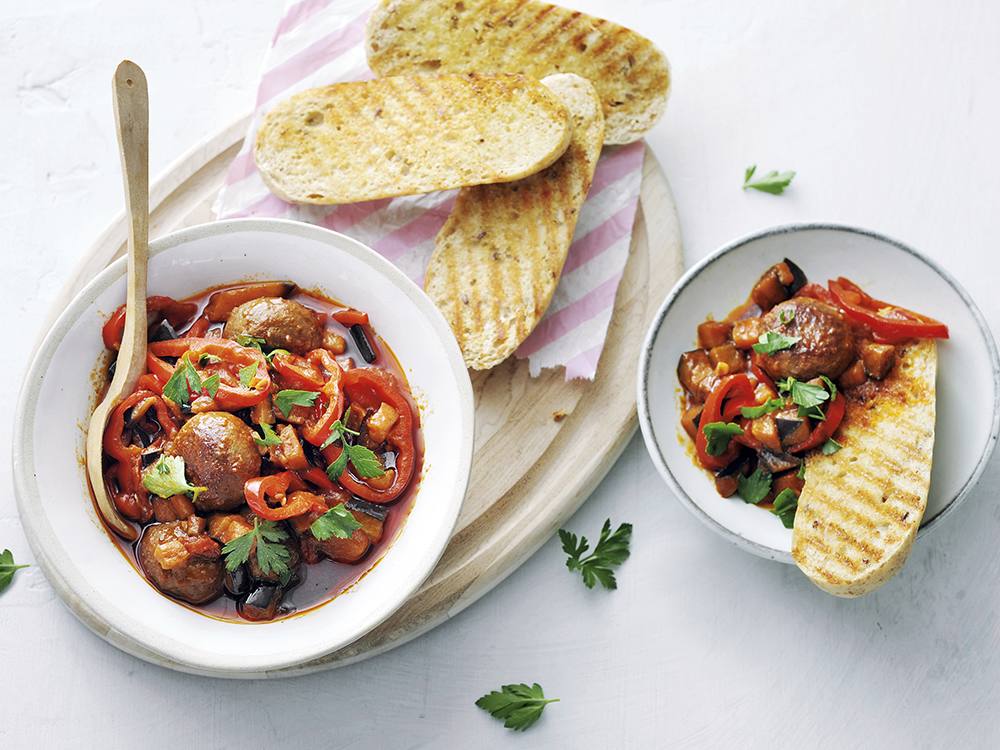 Spanish-Style Meatballs with Grilled Bread | Savory