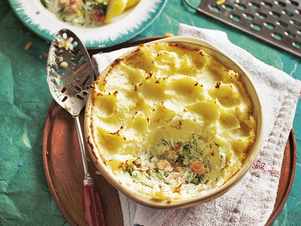 Salmon and Broccoli Shepherd’s Pie | Savory