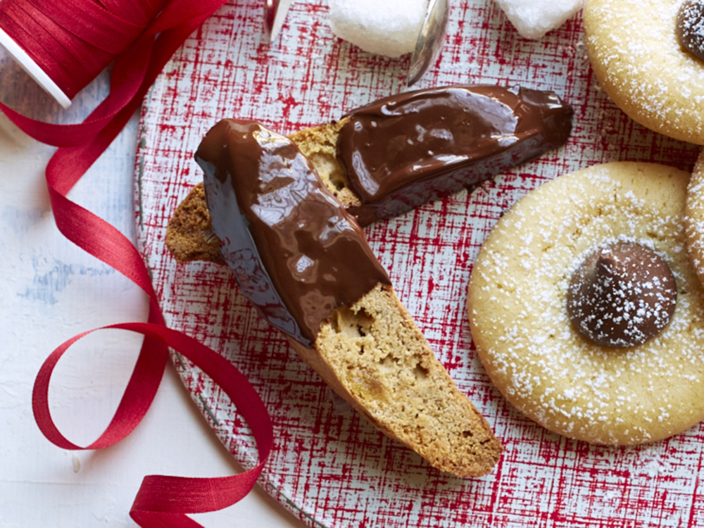 Chocolate Dipped Gingerbread Biscotti | Savory