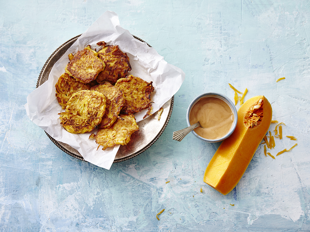 Butternut Latkes with Chipotle Mayo | Savory