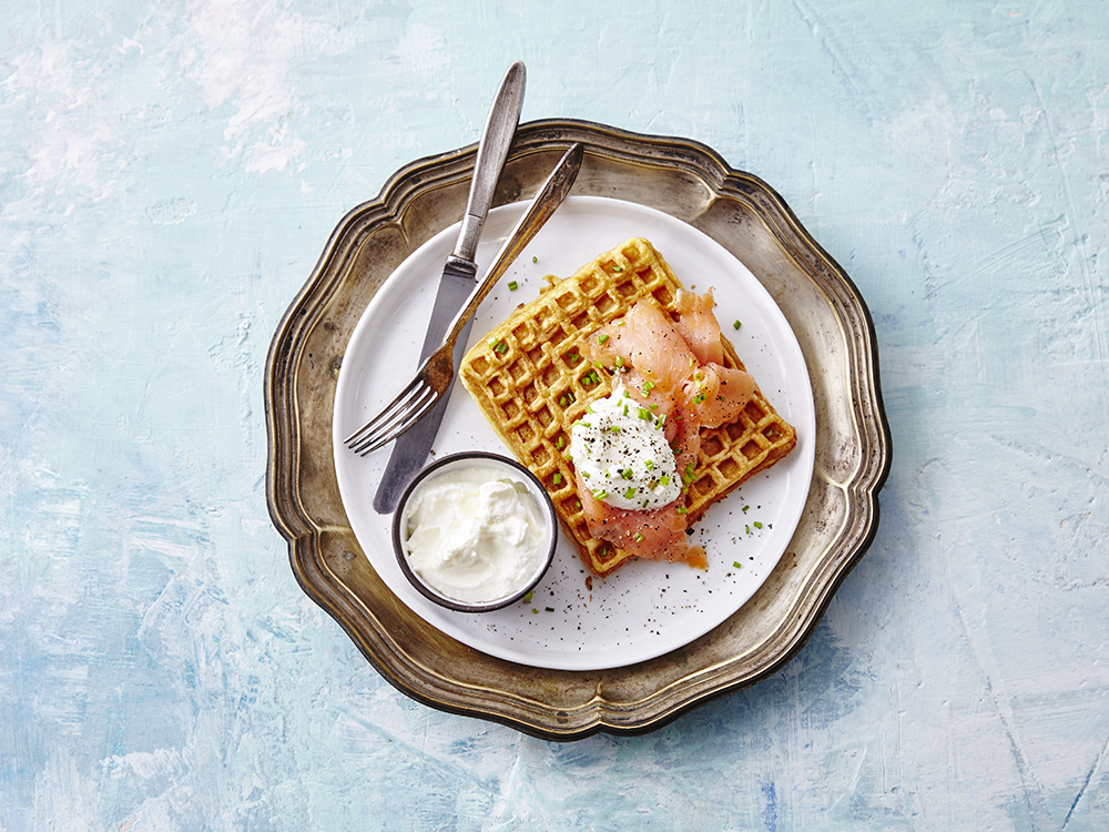 Latke Waffles with Smoked Salmon | Savory