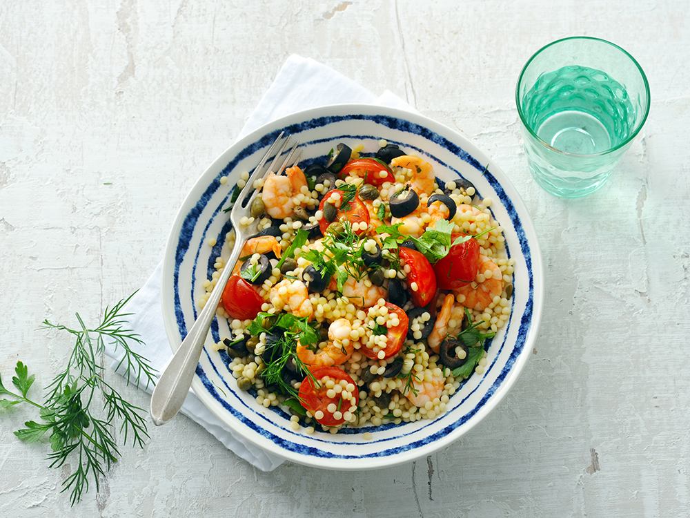 Mediterranean Shrimp and Couscous Skillet Savory