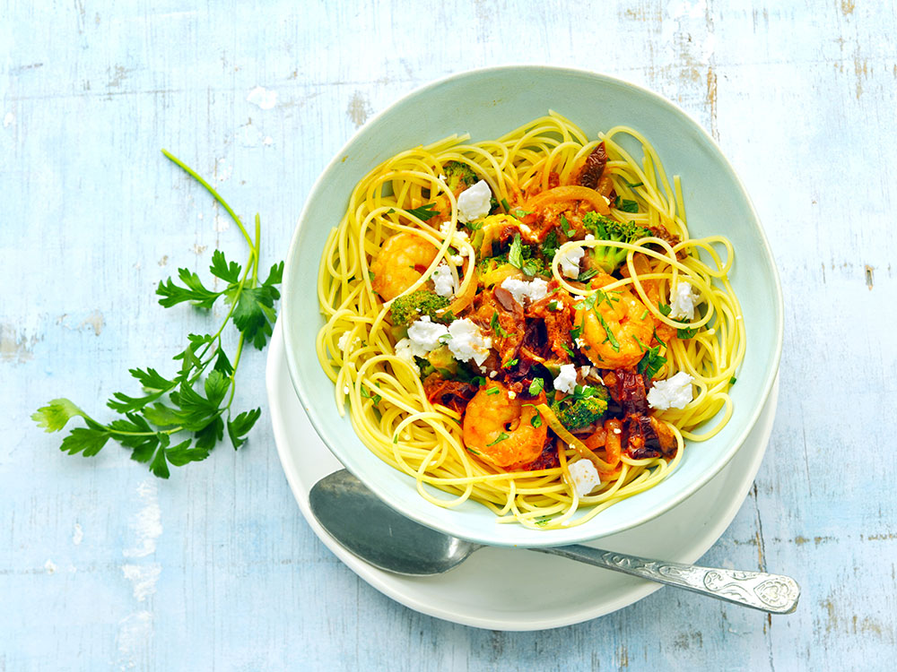 Saucy Roasted Shrimp and Broccoli Pasta | Savory
