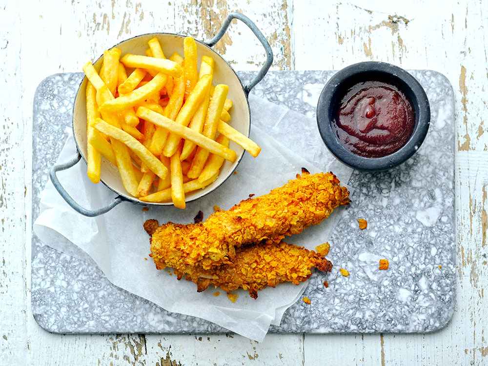 Baked Chicken Tenders and Fries Savory